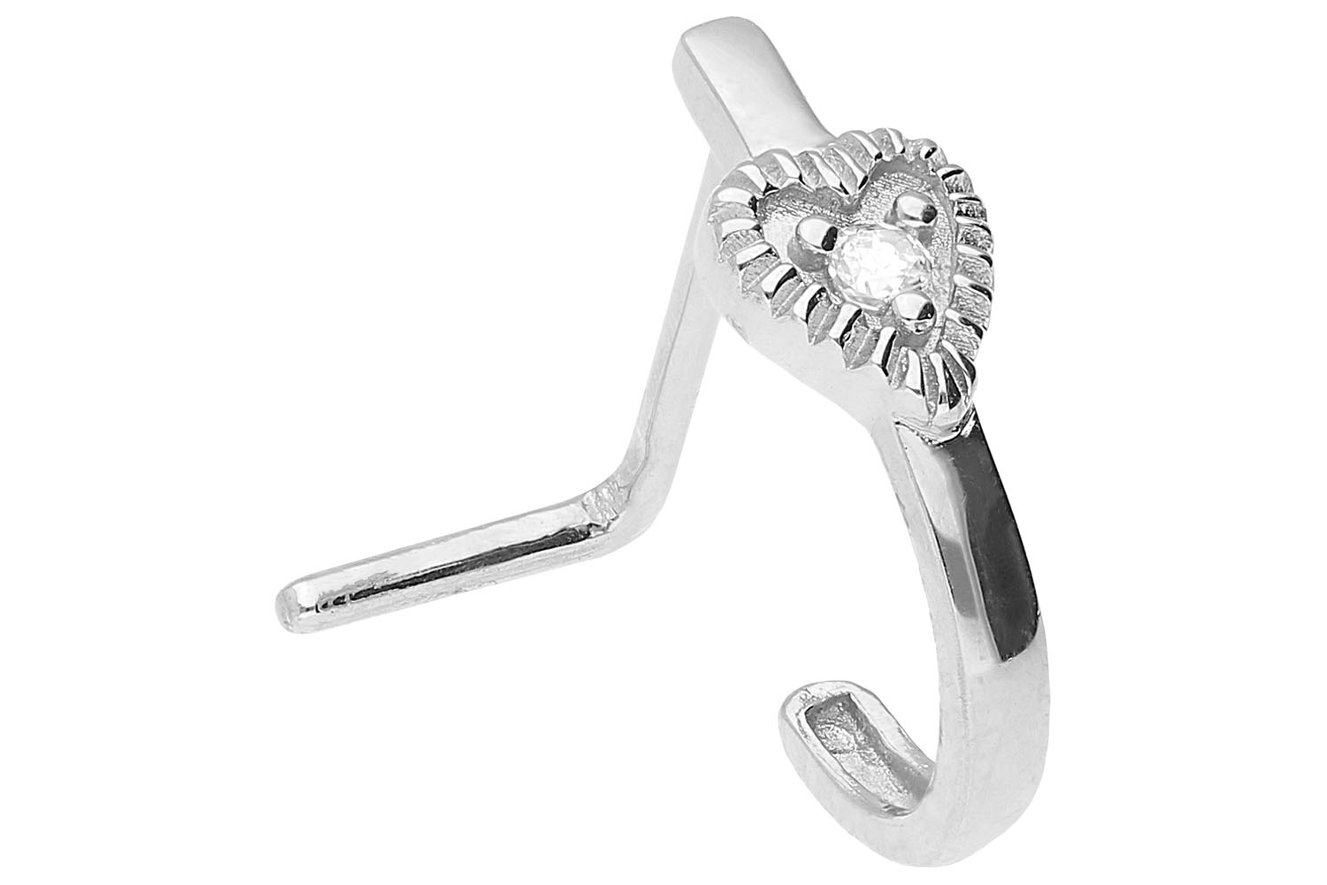 Chirurgenstahl Nasenstecker Nasenpiercing HERZ + KRISTALL ++SALE++